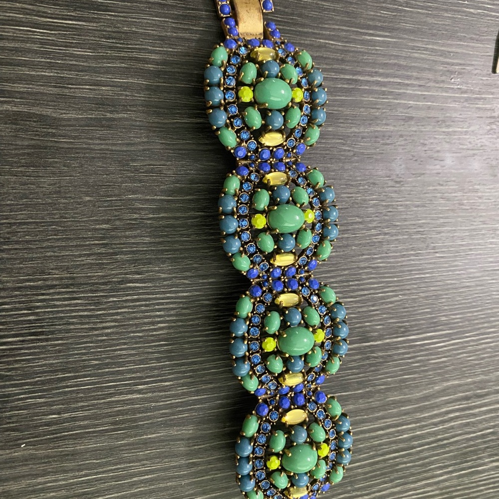 Green & Blue Gemstone Statement Bracelet - Fashion Jewelry